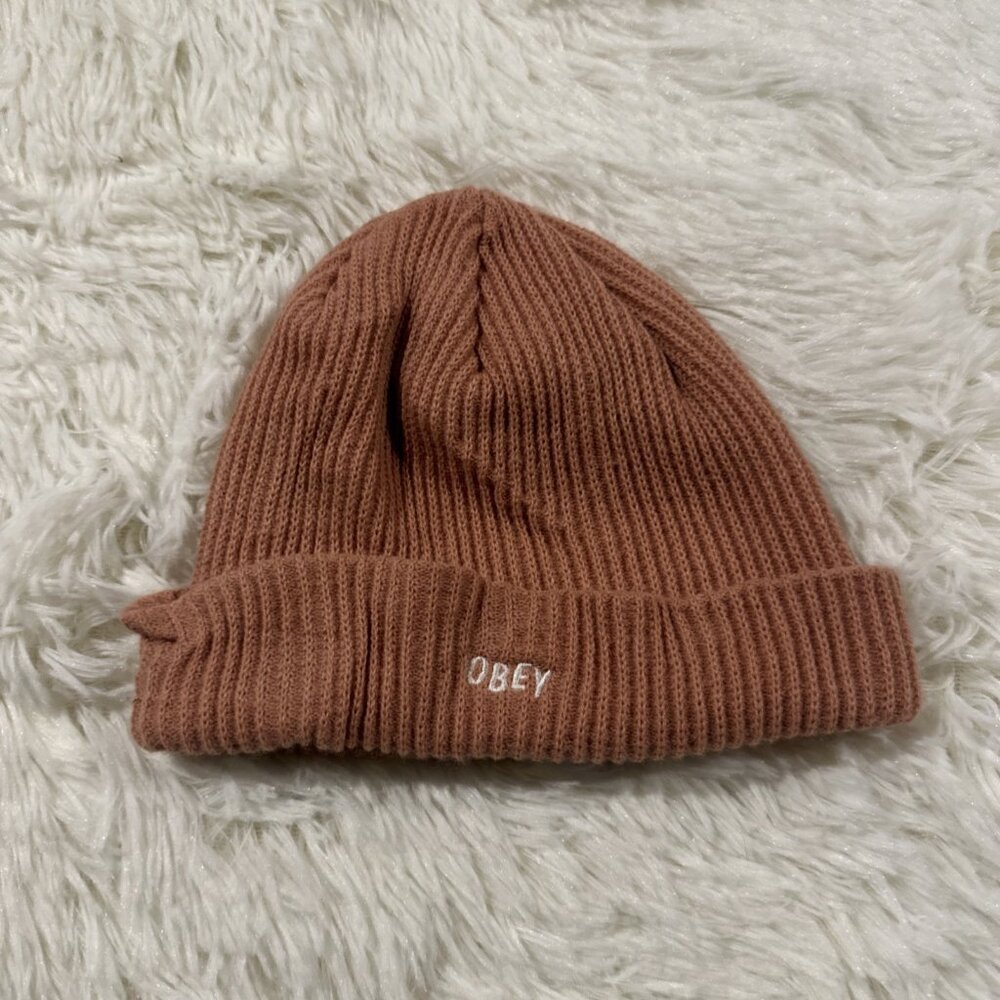 Obey womens pink logo beanie one size skater street